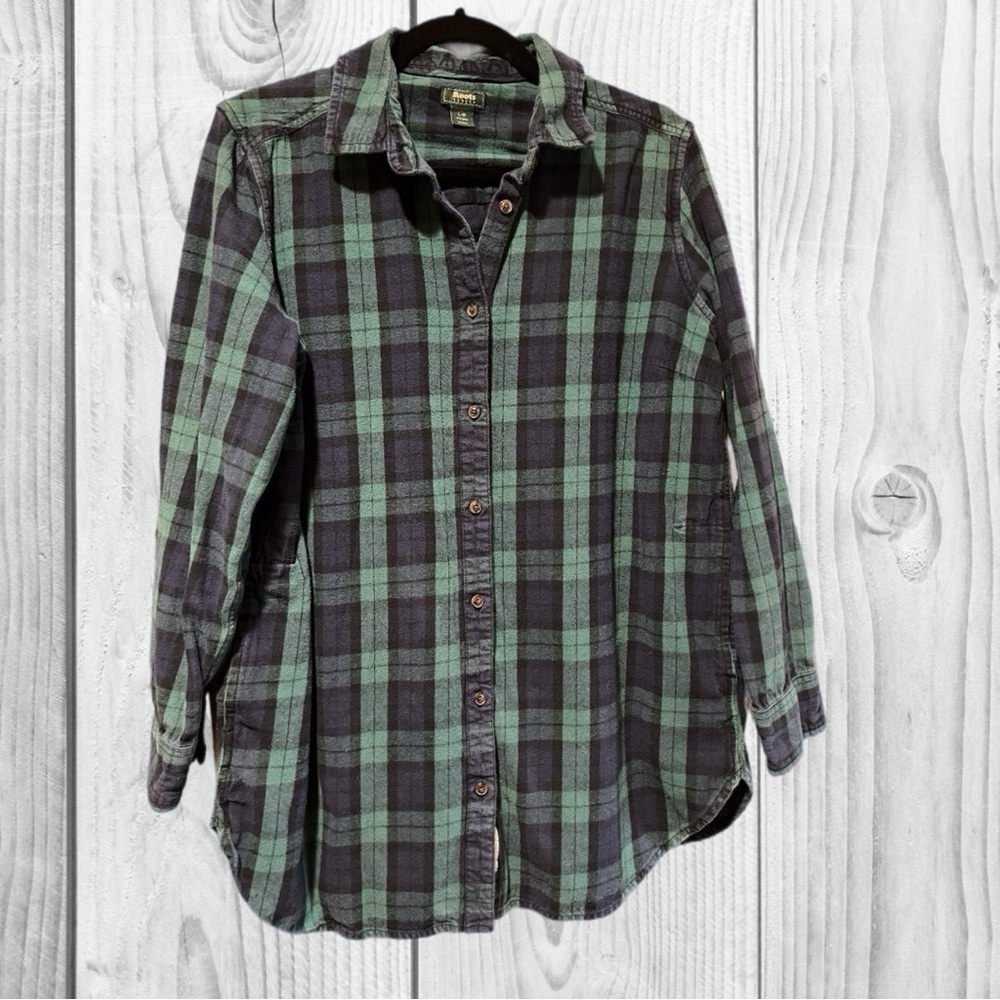 Roots Canada cotton‎ button up plaid shirt lumberjack casual size Large